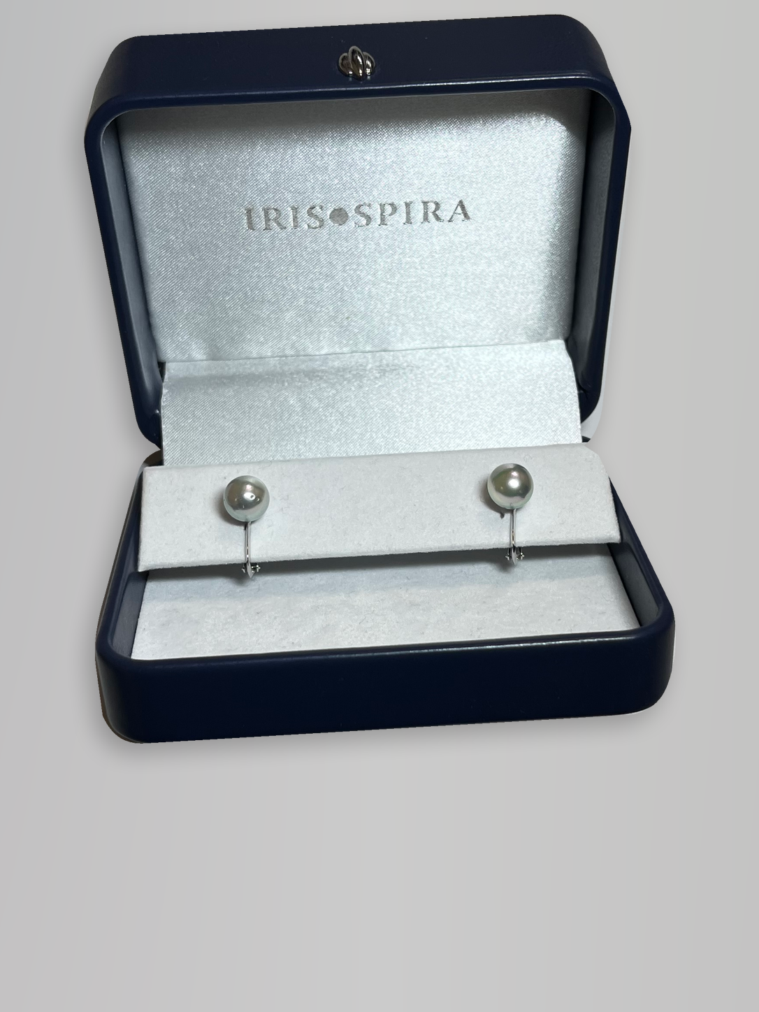 IRIS・SPIRA シルバーグレー 一粒イヤリング ケース収納写真（背景のみ編集）